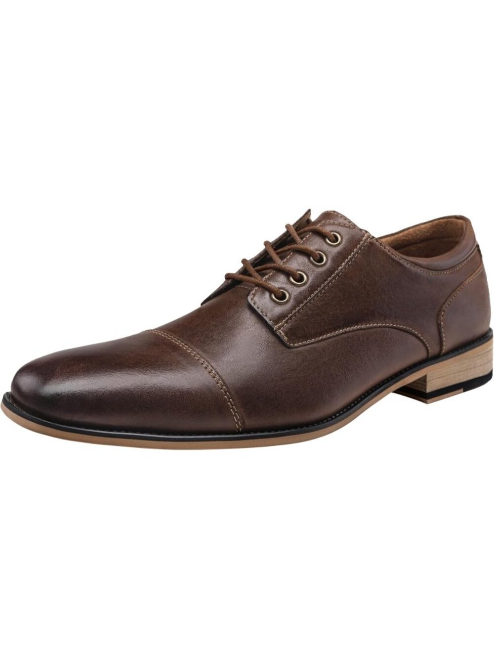 Men's Dark Brown Leather Retro Plain Formal Dress Oxford Derby Shoes Causal